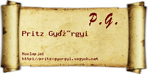 Pritz Györgyi névjegykártya